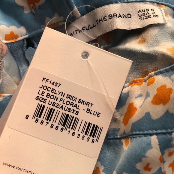 FAITHFULL THE BRAND Jocelyn Midi Skirt Le Bon XS - Picture 6 of 8